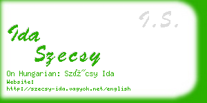 ida szecsy business card